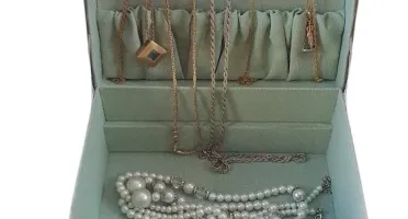 Porta Joias Médio em Linho com 3 Andares