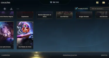 CONTA WILD RIFT 20 SKINS; DIAMANTE TEMPORADA ATUAL; 2 PASSES