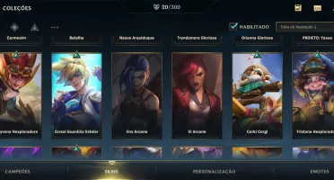 CONTA WILD RIFT 20 SKINS; DIAMANTE TEMPORADA ATUAL; 2 PASSES