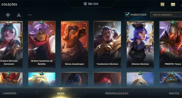 CONTA WILD RIFT 20 SKINS; DIAMANTE TEMPORADA ATUAL; 2 PASSES