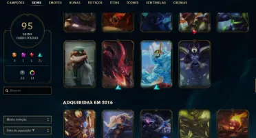 PLATINA TODOS CHAMPS, 95 SKINS PERFEITA PARA MAIN AD E JG