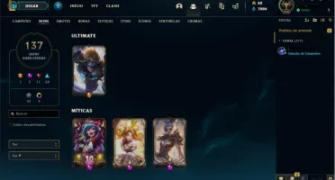 CONTA LOL MAIN TOP ANTIGA!! 137 SKINS OTIMAA E BARATA