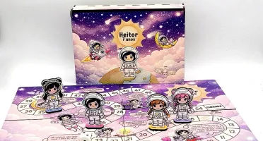 Tabuleiro Astronauta Menina em MDF com Caixa MDF