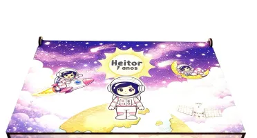 Tabuleiro Astronauta Menina em MDF com Caixa MDF