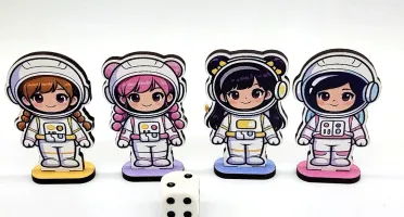 Tabuleiro Astronauta Menina em MDF com Caixa MDF