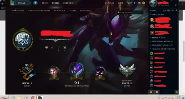 conta lol borda de prata com varios campeoes e skins