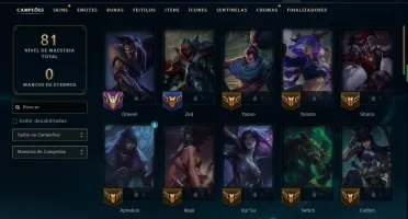 Unranked com 50 Champs e 7 Skins ( ex esmeralda )