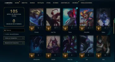 Unranked com 50 Champs e 7 Skins ( ex esmeralda )