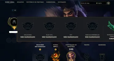 Unranked com 50 Champs e 7 Skins ( ex esmeralda )