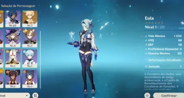 Conta Genshin Impact AR10 Eula + Kazuha + Canção dos Pinhos