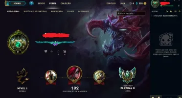 League of Legends conta Platina Ótimo mmr