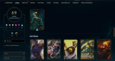 Unranked com 120 Champs e 69 Skins ( JG / MID / SUP )