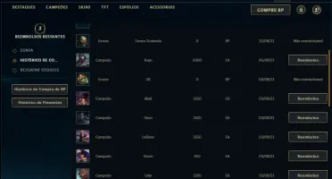 Conta prata 3 com 2 skins e 20 champs