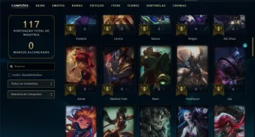 Conta bronze 1 com 25 skins e 78 champs