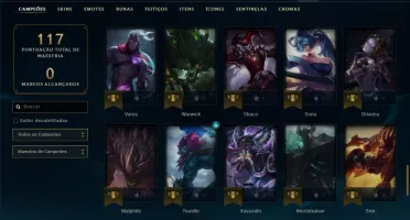 Conta bronze 1 com 25 skins e 78 champs