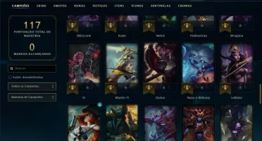 Conta bronze 1 com 25 skins e 78 champs