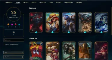 Conta bronze 1 com 25 skins e 78 champs