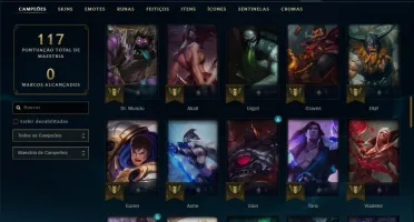 Conta bronze 1 com 25 skins e 78 champs
