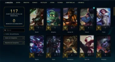 Conta bronze 1 com 25 skins e 78 champs