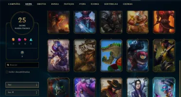 Conta bronze 1 com 25 skins e 78 champs