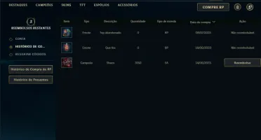 Conta ouro 4 com 22 Champs e 2 Fragmentos de skins