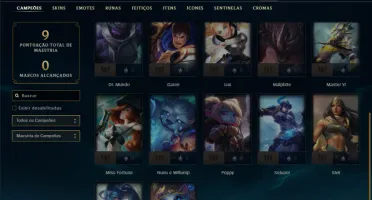 Conta ouro 4 com 22 Champs e 2 Fragmentos de skins