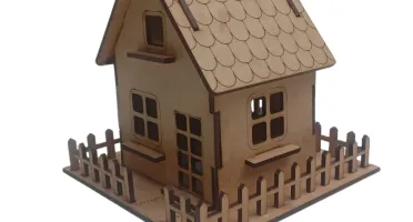 Kit 3 casinha mais 01 pinheirinho em mdf, maquete,...