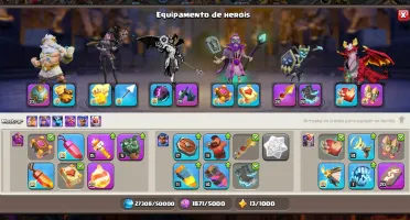 Cv18 Lendário - 95% Full - 2 Heróis Full - 14 Equip. Full