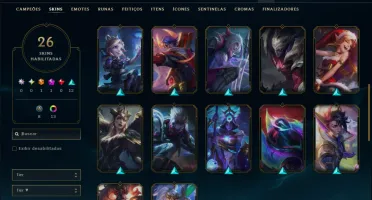 Ouro 2 com 115 Champs e 26 Skins +1380 RP
