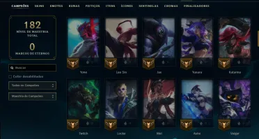 Mestre com 95 Champs e 49 Skins ( 54 PDL )