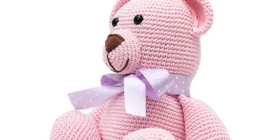 Urso Rosa Amigurumi Crochê Artesanal Bebê Menina