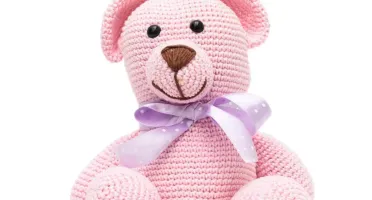 Urso Rosa Amigurumi Crochê Artesanal Bebê Menina