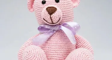 Urso Rosa Amigurumi Crochê Artesanal Bebê Menina