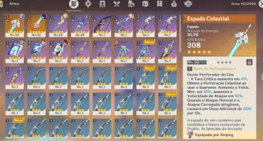 Conta reroll Genshin Impact AR 37 com Keqing, Raiden e Ayaka