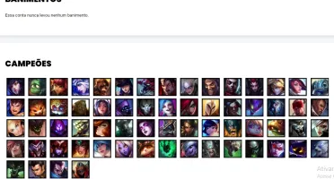 Conta unranked com 64 Champs e 23 Skins + 2 Ultimates
