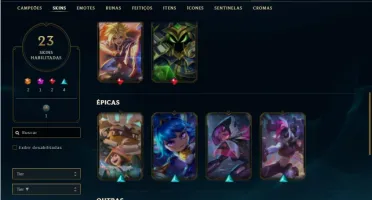 Conta unranked com 64 Champs e 23 Skins + 2 Ultimates