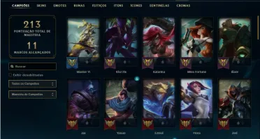 Conta unranked com 64 Champs e 23 Skins + 2 Ultimates