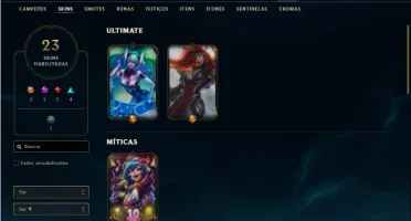 Conta unranked com 64 Champs e 23 Skins + 2 Ultimates