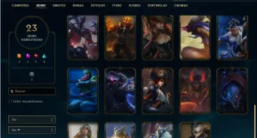 Conta unranked com 64 Champs e 23 Skins + 2 Ultimates
