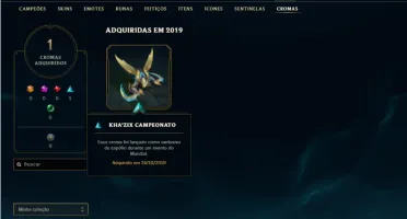 Conta unranked com 64 Champs e 23 Skins + 2 Ultimates