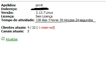 1 ano de hospedagem TEAMSPEAK (TS3)