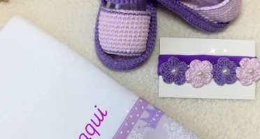 Kit Bebê Sandalinha Personalizado Roxo e Lilás