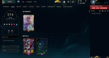Conta ouro afundada 274 skins, bastante emotion