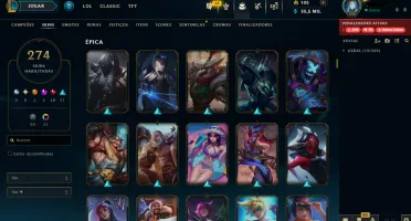 Conta ouro afundada 274 skins, bastante emotion