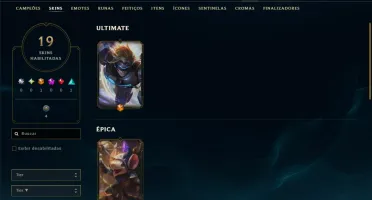 Unranked com 80 Champs e 19 Skins