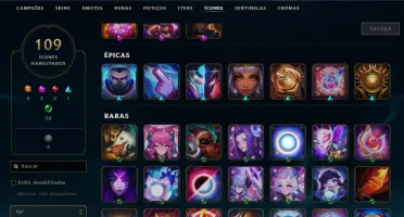 CONTA COM 10 GEMAS E SKINS MITICAS