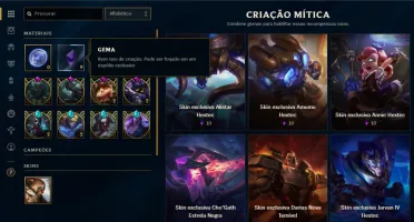 CONTA COM 10 GEMAS E SKINS MITICAS