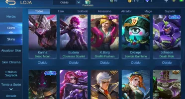 CONTA MLBB PARADA A MESES - 117 SKINS