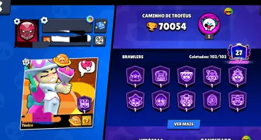 Conta Brawl Stars 70K Trofeus || Todos Brawlers || 300+ Skin