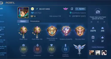 Conta Mobile Legends - 204 skins, Emblemas Full e Mítico 3.